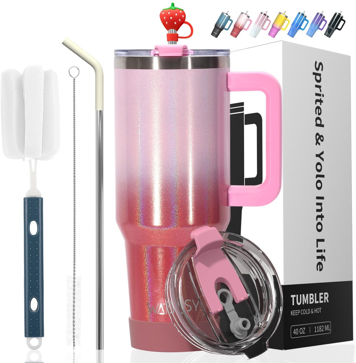 SnelShoppen - Thermosbeker 891ml met Handvat en Rietje | Geïsoleerde Reisbeker 30oz | Lekdicht Roestvrijstalen Drinkbeker voor Auto, Kantoor, Sportsch