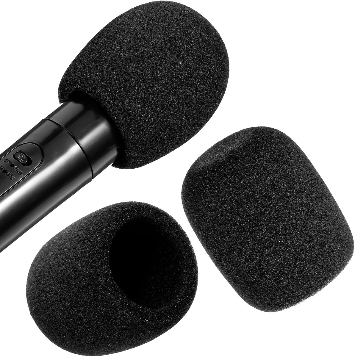 SnelShoppen - Microfoon Windscreen 2-Pack - Zwart Schuim - Universele Dikke Wasbare Windbescherming voor Handmicrofoon - Antibacterieel en Stofdicht -