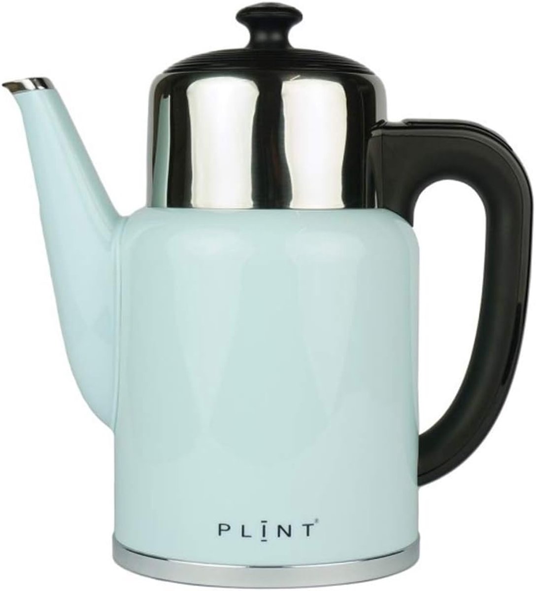 SnelShoppen - Retro Waterkoker 1.7L Temperatuurregeling - Ice Kleur - Keuken Accessoire - Perfect voor Thee, Koffie, en Feestjes