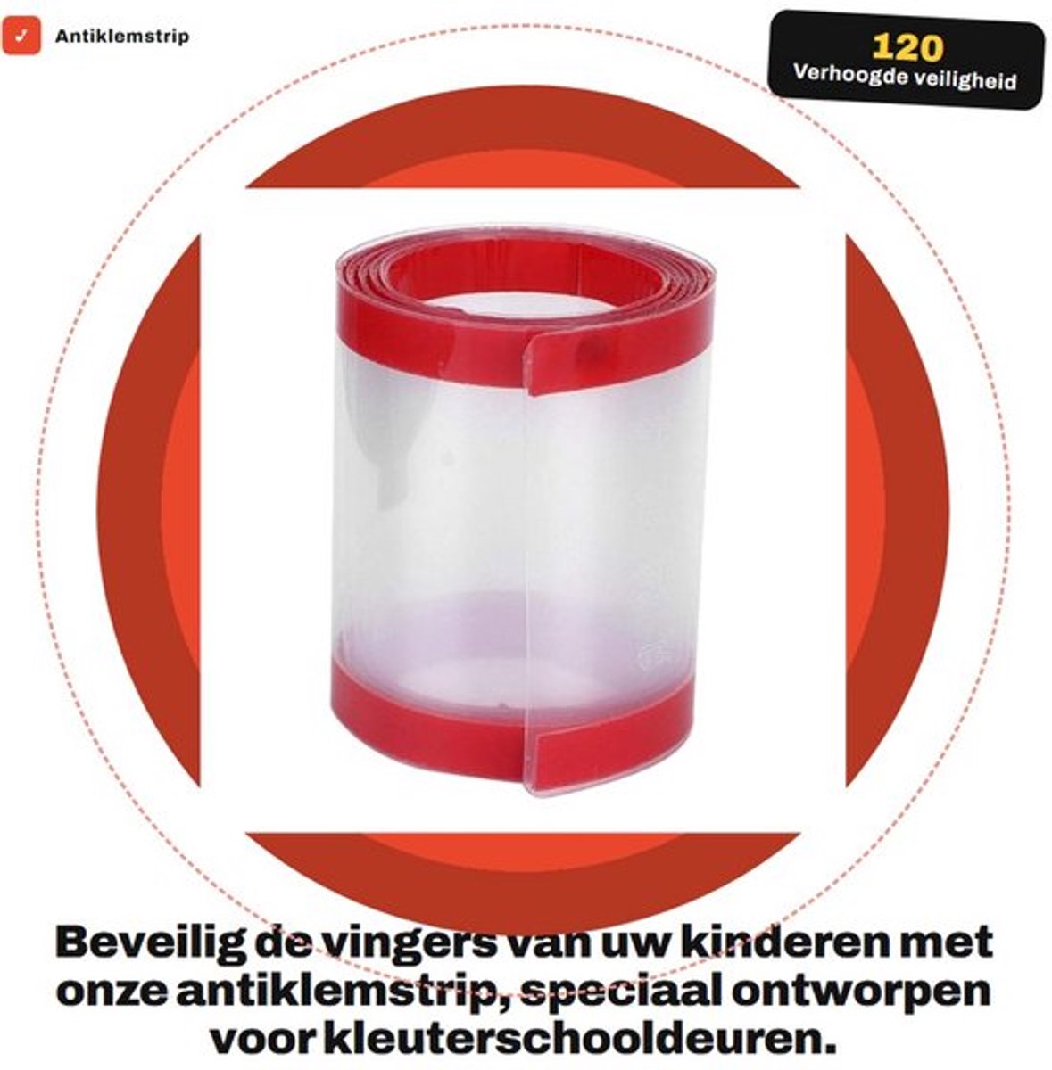 Antiklemstrip 120x10cm - Deurknelbeveiliging - Veiligheidsdeurscharnier - Voorkomt vingers - Polypropyleen - Transparant - Deurklembeveiliging