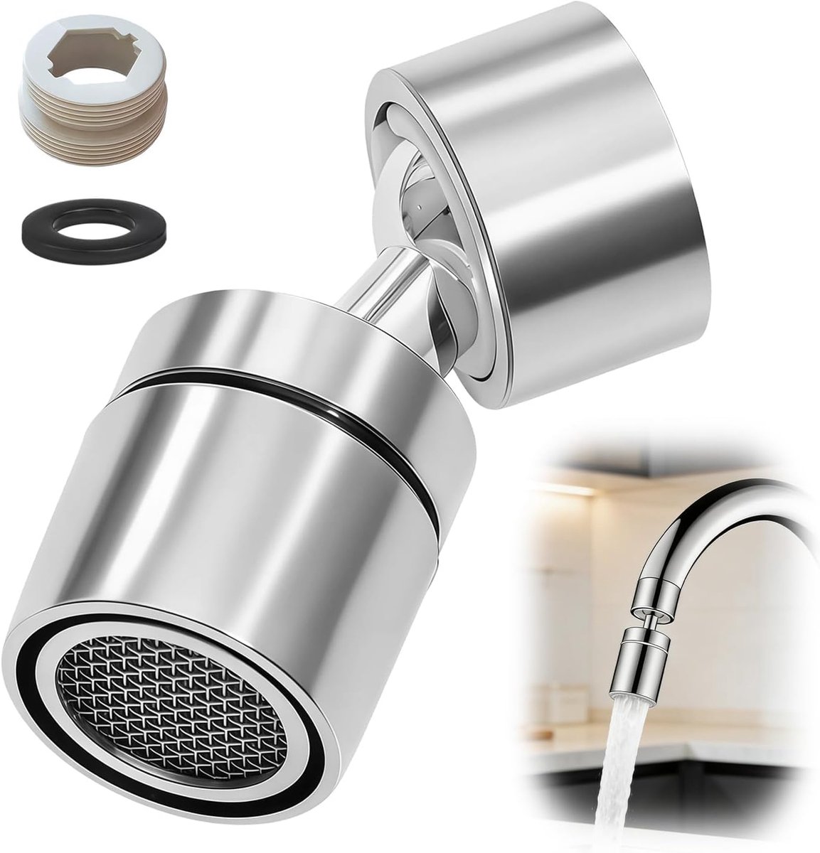 SnelShoppen - 360° Draaibare Kraanbeluchter Keuken & Badkamer - Universeel Kraanopzetstuk voor M22/M24 Wastafelarmaturen - Efficiënt Watergebruik & Ge