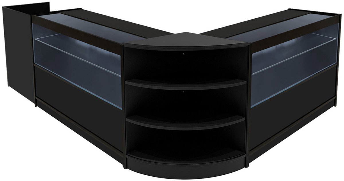 Eclipse led winkeltoonbank set - zwart - 60/120 cm - 4-delig