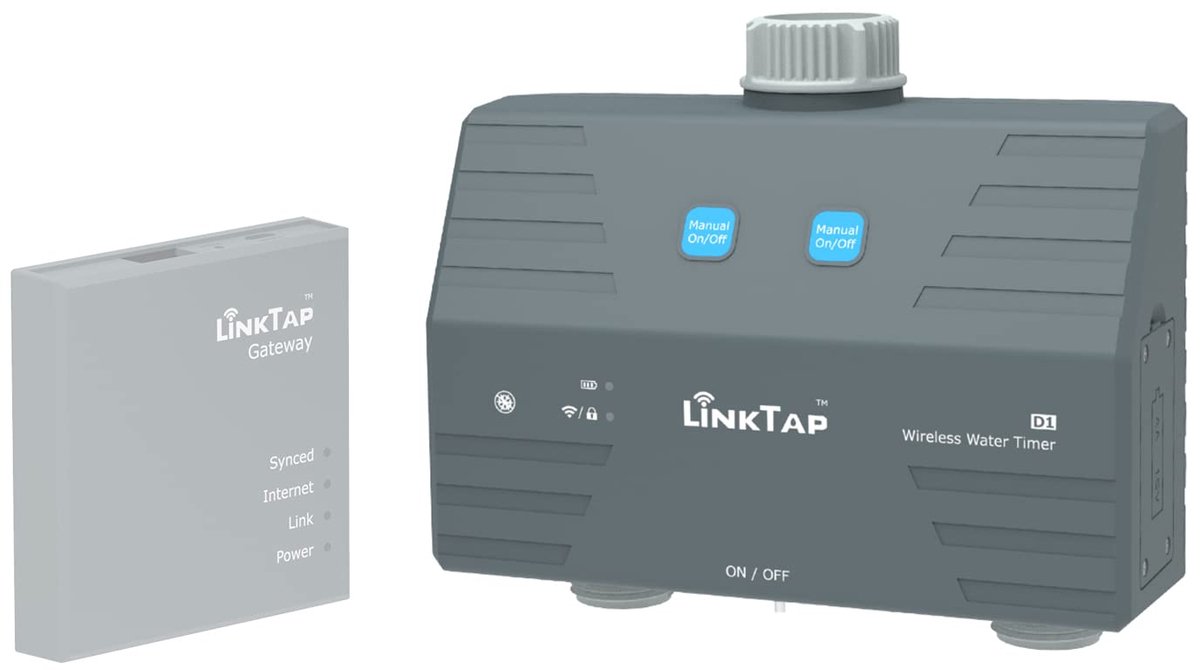 SnelShoppen - Draadloze Bewateringscomputer - 2-Zone Besproeiingstimer met Stroommeters en Valdetectiesensor voor Tuin, Weerbewust, IP66, 1,5 Jaar Bat