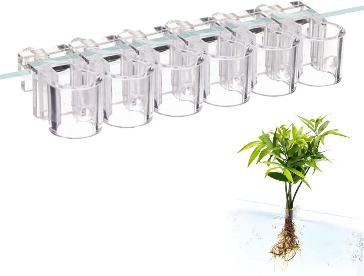 Aquariumplantenhouders 6 stuks - hangend acryl waterplantenrek - herbruikbaar - ShopVlot
