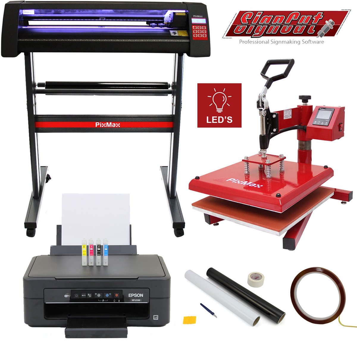 Vinylsnijplotter met led - zilver - 720 mm - met onderstel