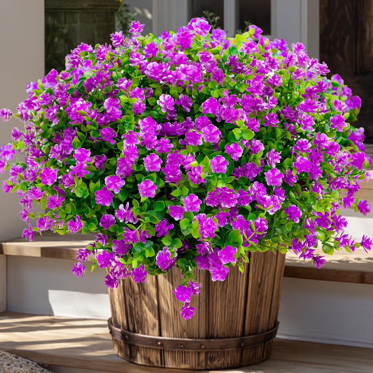 SnelShoppen - Kunstbloemen voor buiten UV-bestendig - 12 stuks magenta bundels nep buitenplanten plastic bloemen struiken niet vervagen kunstgroen dec