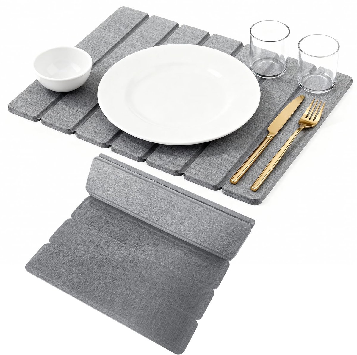 SnelShoppen - 40x30 cm Droogmat voor Steenschotel - Sneldrogende Diatomeeënaarde Mat - Opvouwbare Absorberende Keukenmat - Grijs - Ideaal voor Aanrech