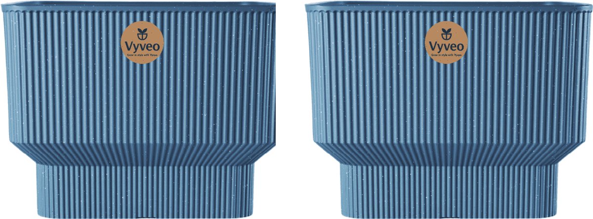 Vyveo - Bloempot Ciro - Set van 2 - 31x24 - Blauw - Bloempot voor binnen en buiten - Lichtgewicht - Breukbestendig - Vorstbestendig - UV-bestendig