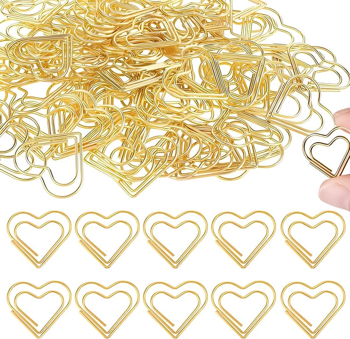 Gouden hartvormige paperclips, 50 stuks voor het organiseren van documenten, markeren van boeken en notities