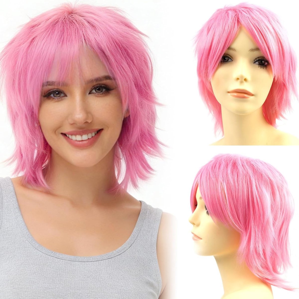 Korte Mandarin Roze Cosplay Peruk voor Mannen en Vrouwen - Perfect voor Halloween en Carnaval, Anime Accessoire