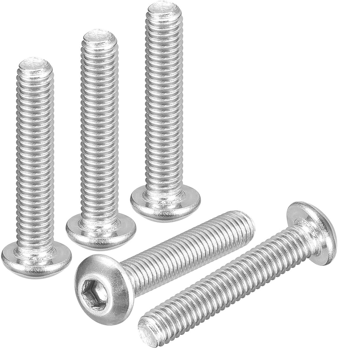 Hex Socket Lens Head Schroeven 0.5 x 16 mm voor Fietsen, Auto's en Motoren - 304 RVS, Wit Gelakt, Duurzaam en Lichtgewicht