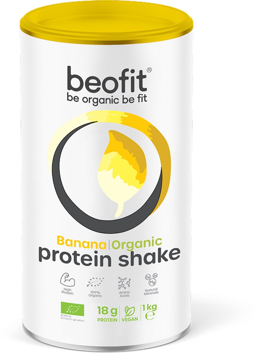 Beofit Eiwitshake Banaan 1kg - Biologisch Vegan Proteine Poeder