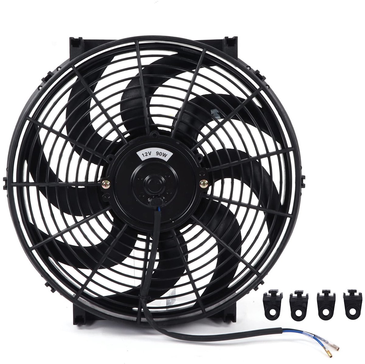 SnelShoppen - 14in Elektrische Radiator Ventilator, Universele Koelventilator Kit 12V 90W, Slanke Push Pull Radiator Fan voor Auto, Camping, Tuin, Keu