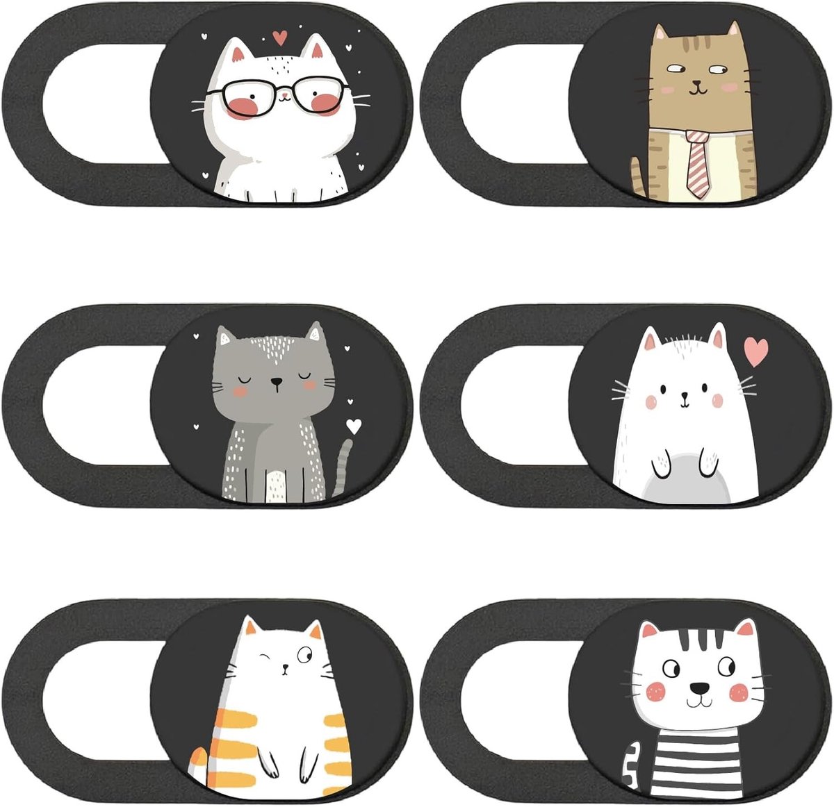 6 Stuks Privacybescherming voor Camera's met Kattenpatroon - Webcam Cover voor Laptop, Smartphone en Tablet