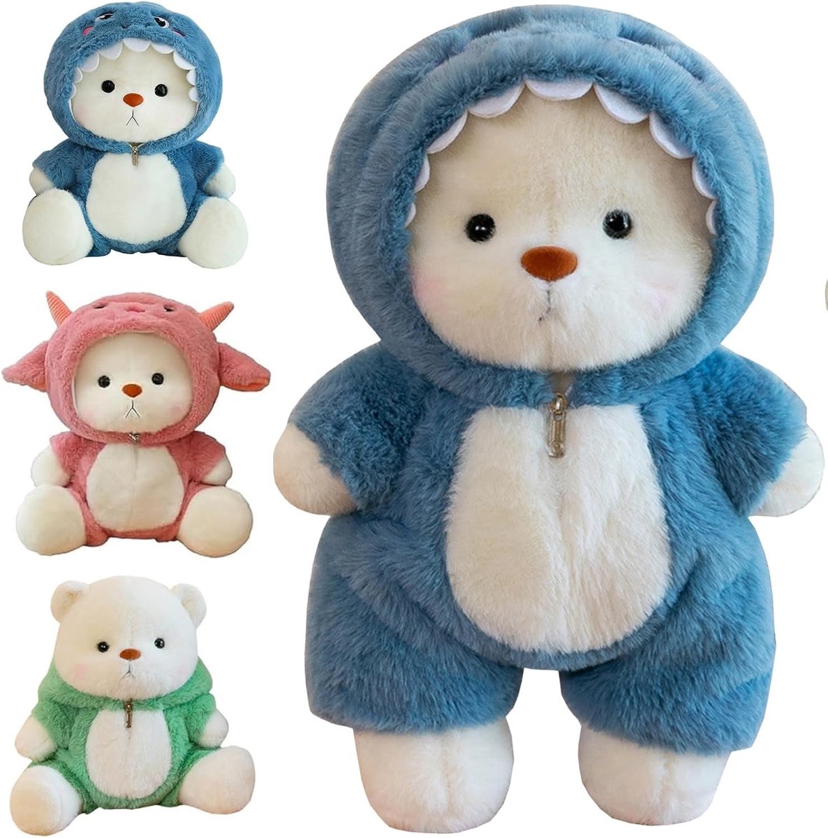 Teddybeer in haaienkostuum, 30 cm pluche knuffel, superzacht en perfect als verjaardagscadeau voor kinderen