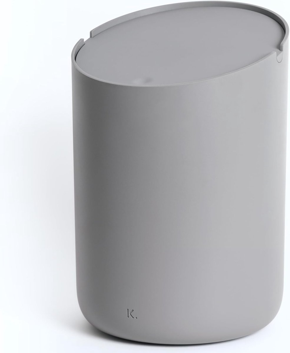 SnelShoppen - Mini Prullenbak 'Tove' 1.5L | Elegant Cosmetisch Afvalbakje voor Badkamer, Keuken & Bureau | Donkergrijs, Met Binnenemmer, Antislip Ontw
