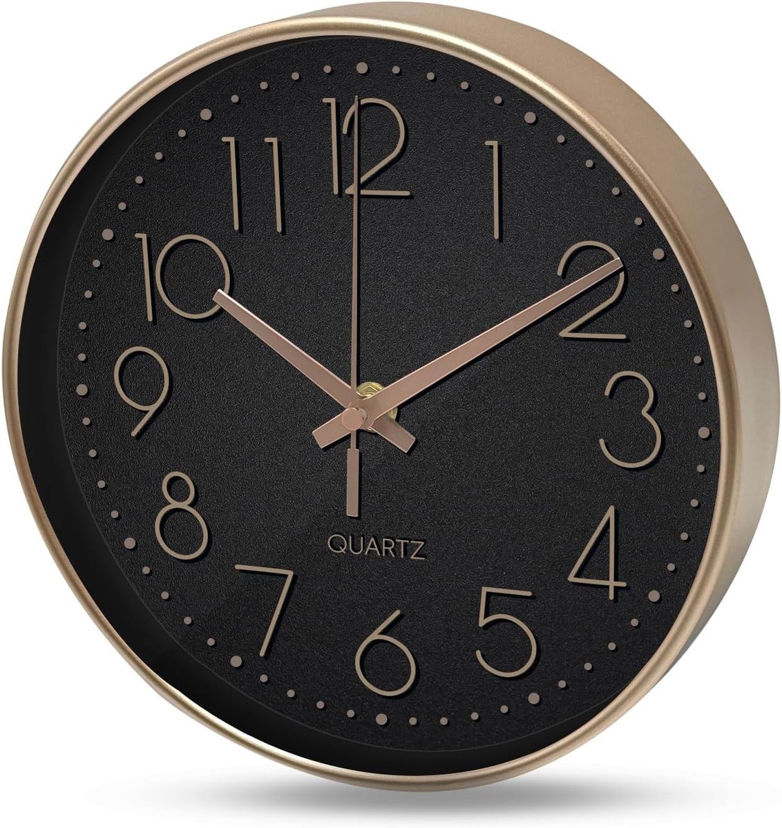 Moderne Wandklok van 20 cm zonder Tikkende Geluiden, Nauwkeurige Tijdsaanduiding, Roze Gouden Wijzers, Eenvoudig Af te Lezen, Milieuvriendelijke Lijst en Helder Glas voor Woonkamer Decoratie