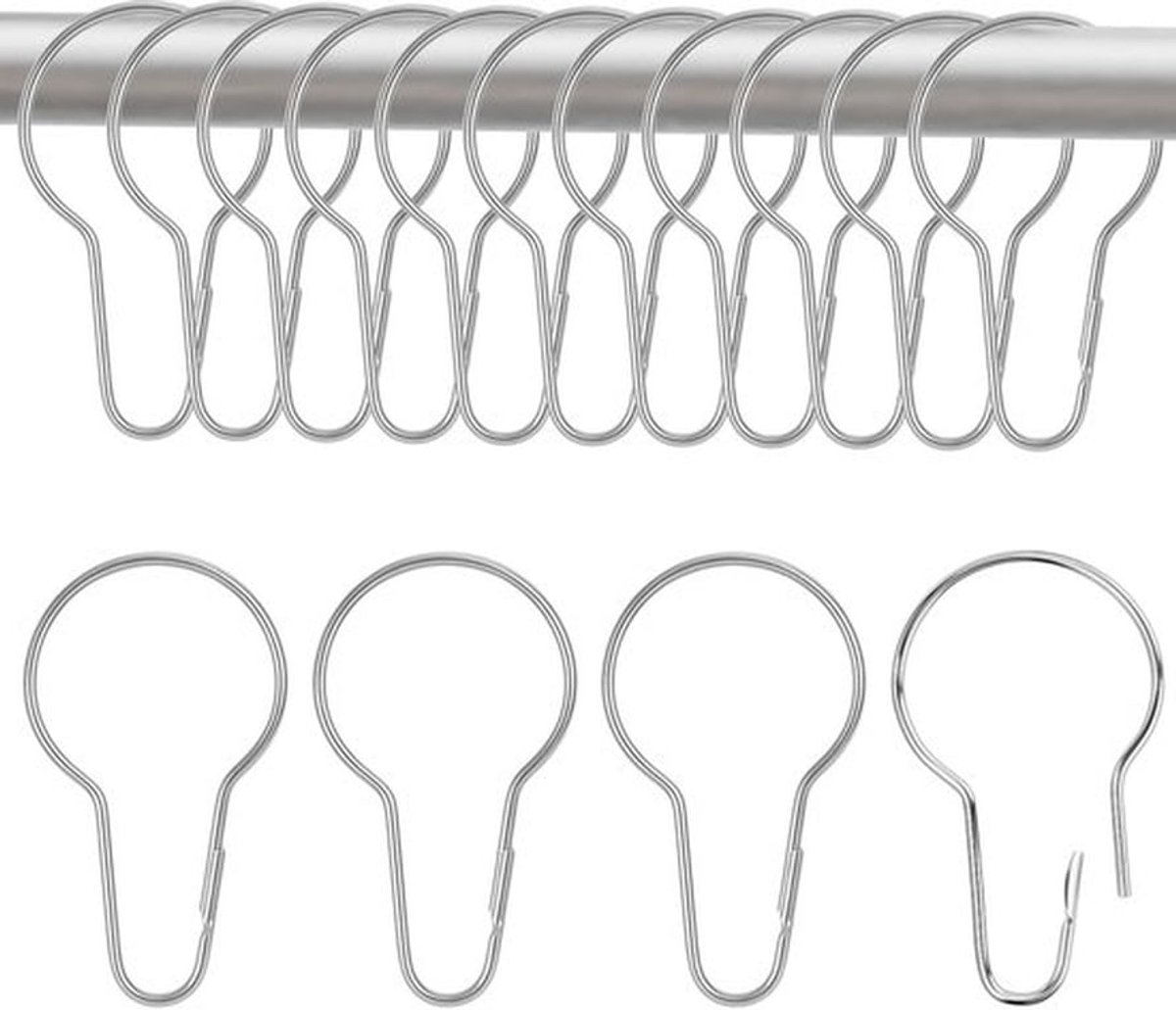 Douchegordijnringen 26 stuks - 70 x 40 mm - Gordijnhaken - Ringen voor badkamer - Uniek design met kliksluiting - Eenvoudig te bedienen