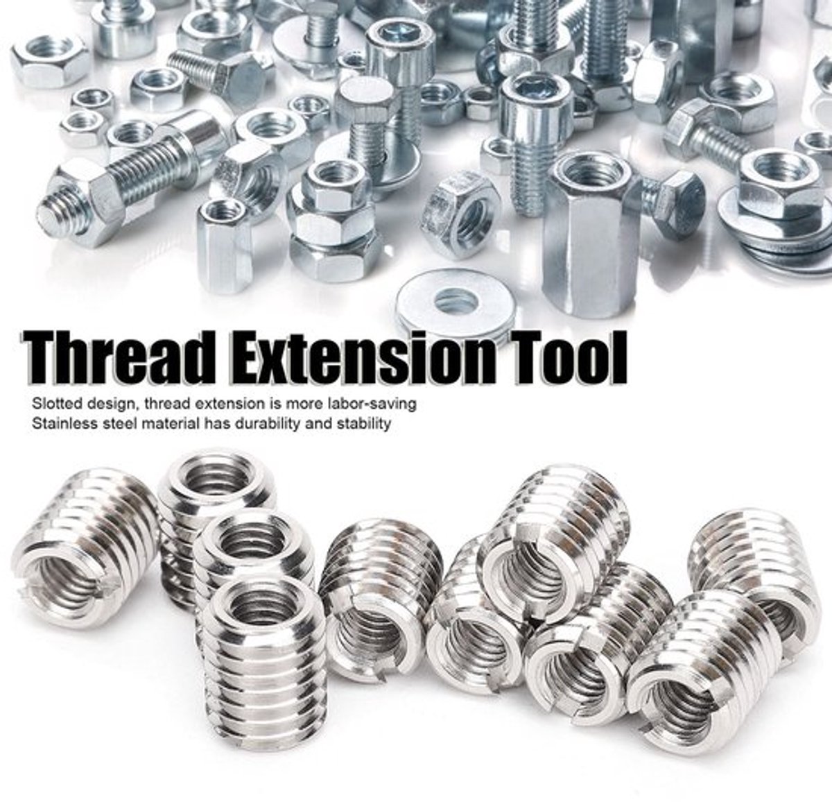 10 Pcs Insert Moer - M6 M10 Buitendraad - Roestvrij Staal - Reparatie Accessoire - Geschikt voor Mechanische Apparatuur - Versterk je Pro...