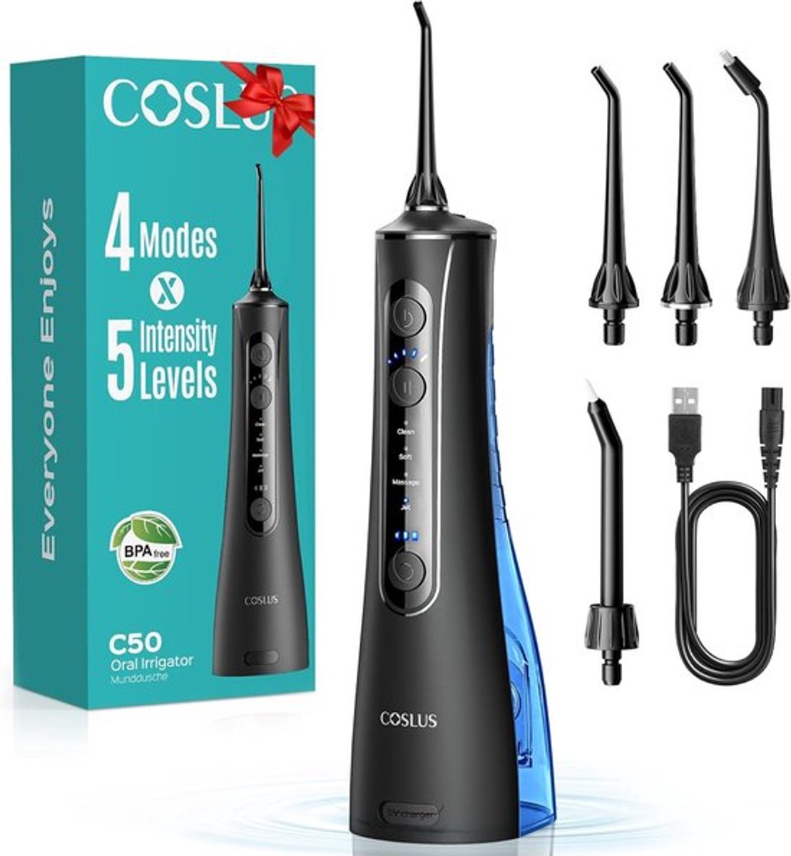SnelShoppen - Draadloze Elektrische Tandreiniger - Oral Irrigator voor Effectieve Tandverzorging - Waterflosser met Oplaadbare Batterij, Compact & Dra
