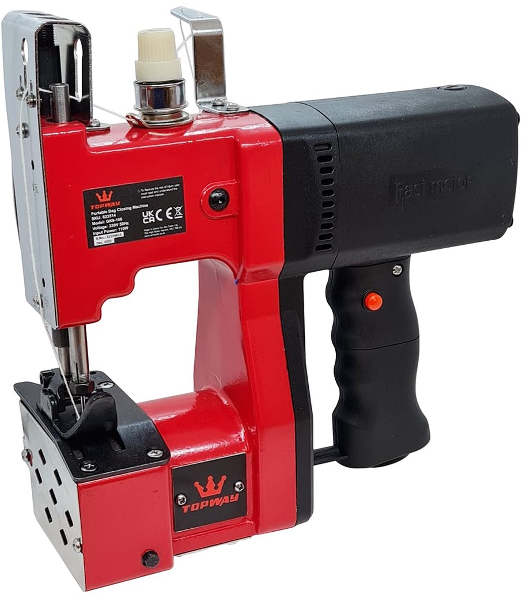 SnelShoppen - Draagbare elektrische naaimachine 220V, naaimachine voor stoffen zakken, leer, kunststof, incl. 2 rollen garen, ideaal voor naaien en ve