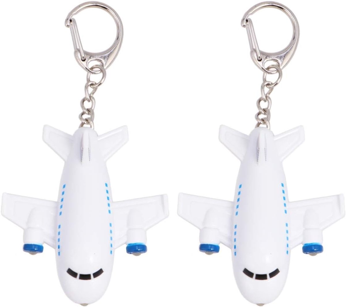 2 stuks LED Lichtgevende Vliegtuig Sleutelhangers met Geluid voor Kinderen, Leuke Tas Charms en Verjaardagsgeschenken, 12*10*2.5cm