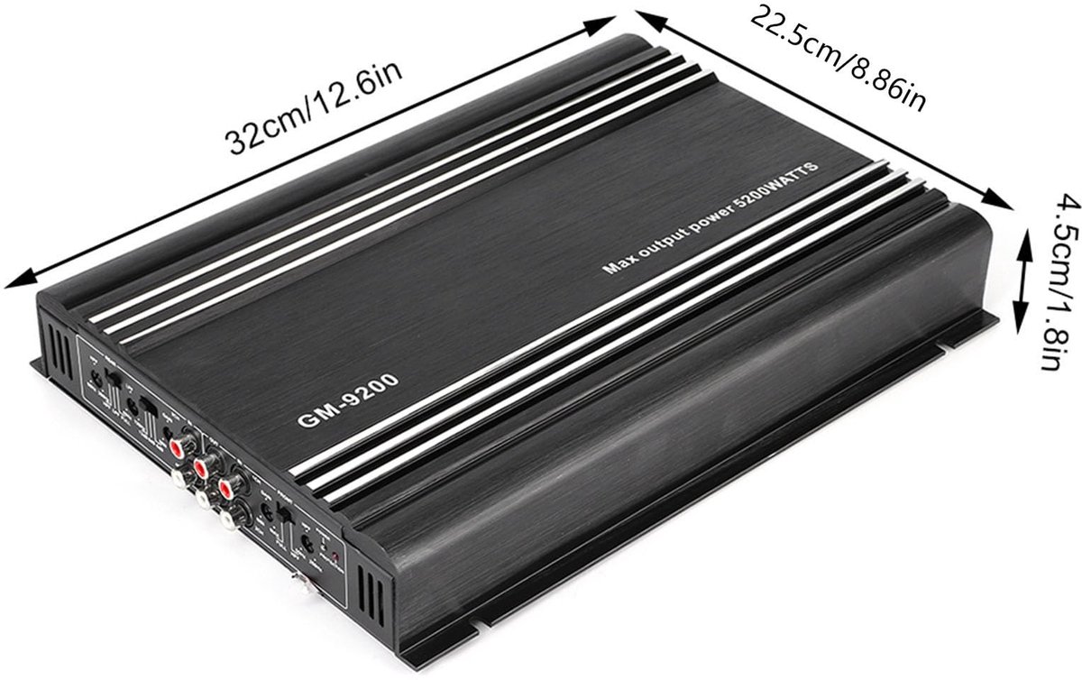 SnelShoppen - Auto Stereo Versterker 5200 W 4 Kanaals Eindversterker 12 V Zwart Aluminium Hifi Amp voor Auto Audio Systeem