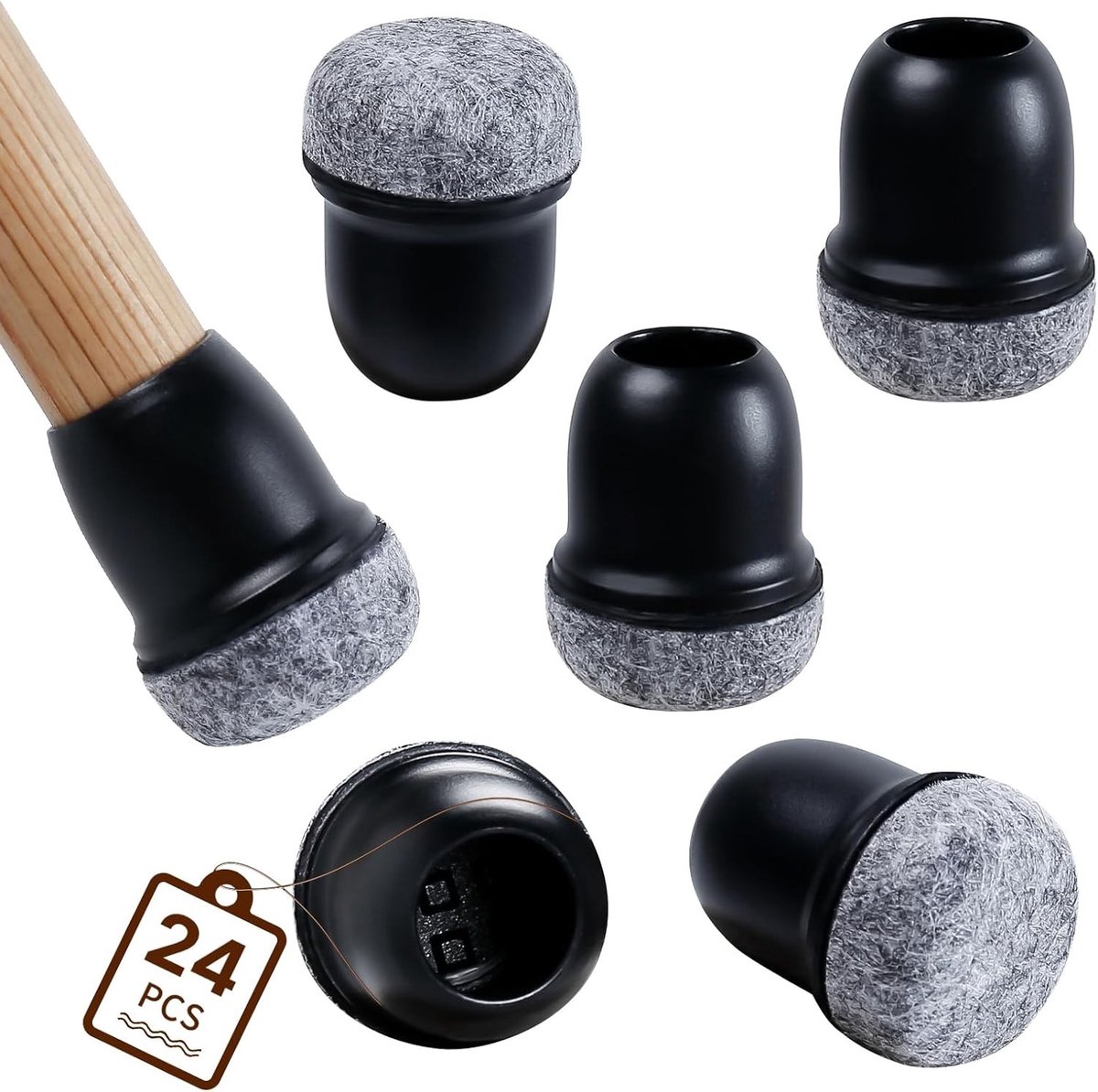 Zwarte Silicone Beschermers voor Stoelpootjes - 24 Stuks voor Houten, Tegel en Laminaatvlo
