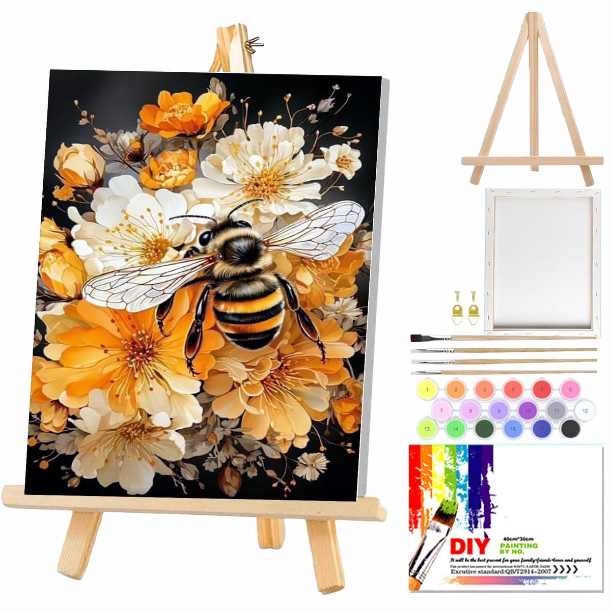 SnelShoppen - Schilderen op Nummer voor Volwassenen met Lijst en Statief - Compleet Schilderpakket met 2 Penselen, Acrylverf, Canvas voor Creatieve On