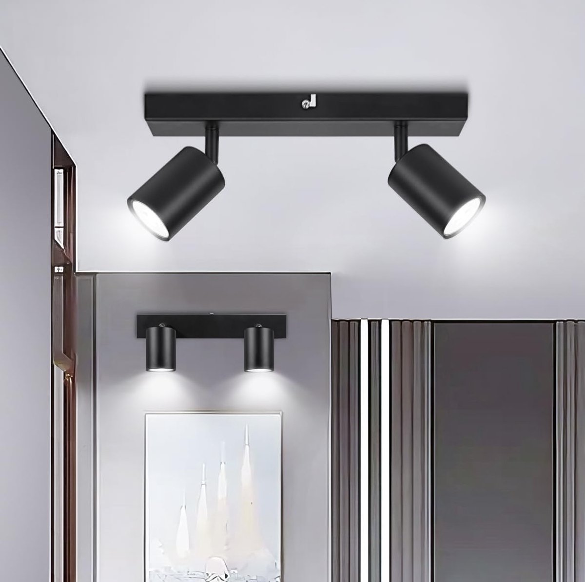 SnelShoppen - 2-delige Zwart Plafondlampen, Moderne Spotlights, Inbouwverlichting, Perfect voor Woonkamer, Keuken, Slaapkamer, Stijlvolle Verlichting