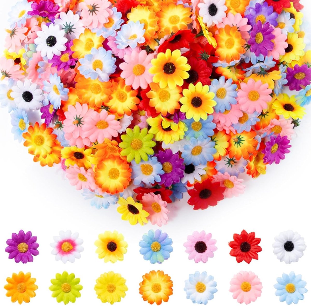 Kunstbloemen Bloemhoofdjes - Mini Decoratie - Knutselen en Decoreren - Realistisch Ontwerp - 300 Stuks 4 cm - Multicolour