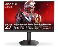 KOORUI G2721E 27 Inch Gaming Monitor – 320Hz Fast IPS PC Monitor – 1ms – HDR400 – 98% DCI-P3 – HDMI 2.1 & DisplayPort 1.4 – Zwart