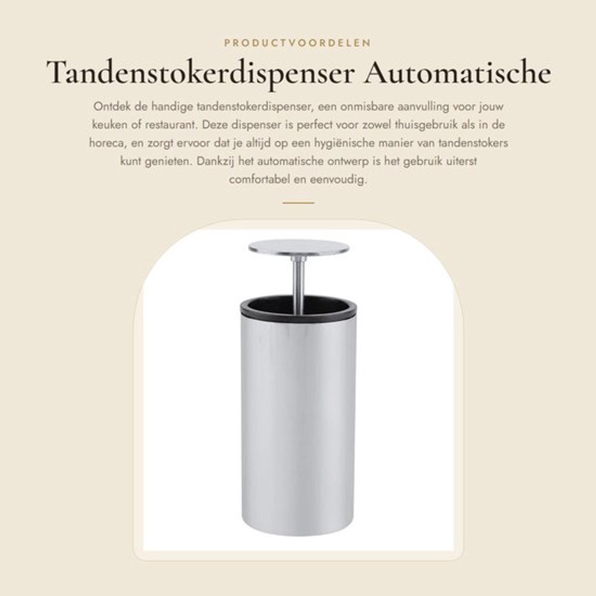 Tandenstokerdispenser Automatisch - Roestvrij Stalen Houder - Draagbare Tandenstokerbox - Hygiënisch Ontwerp - Geschikt voor Thuis/Restaurant/Bar - Tandenstokerhouder
