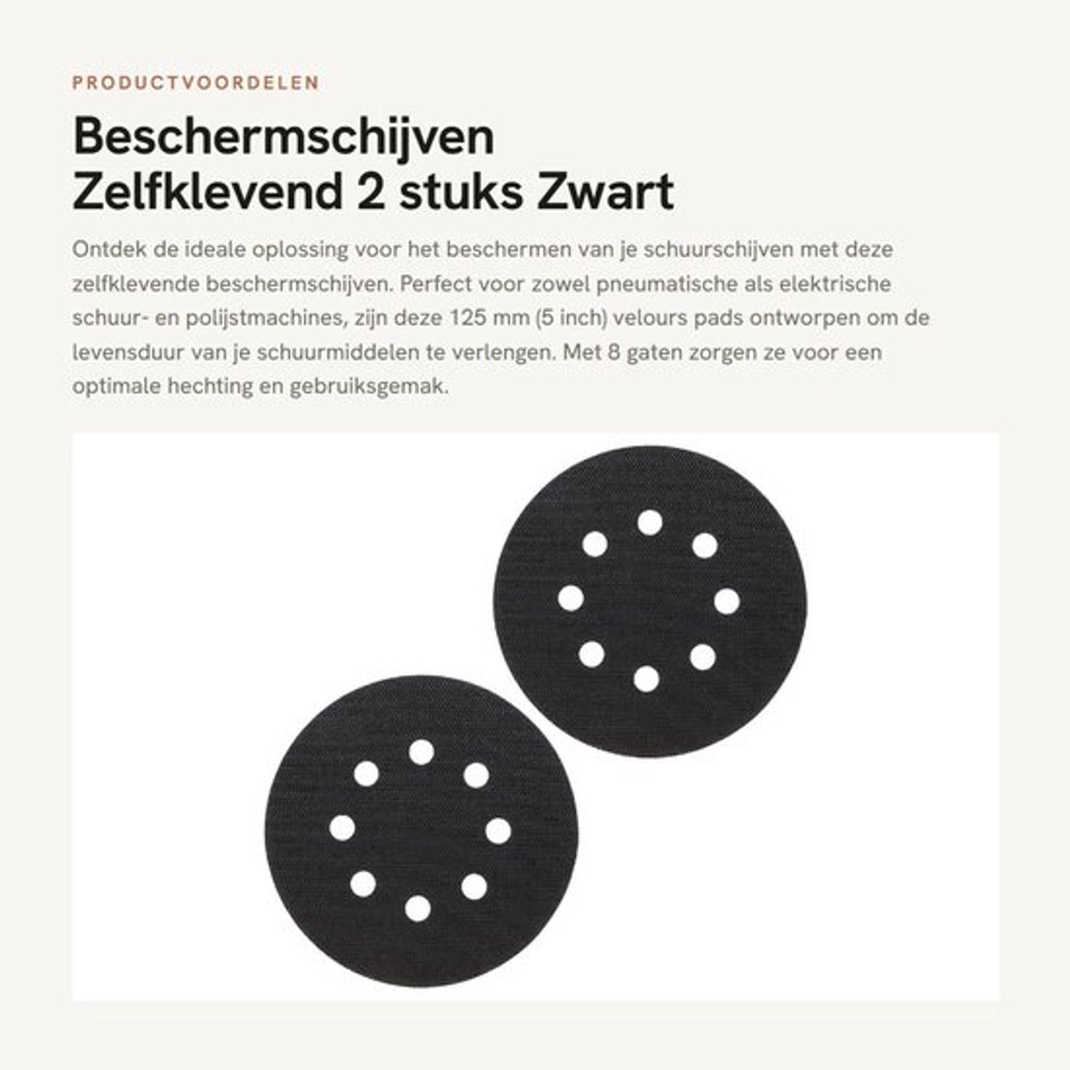 Beschermschijven - Zelfklevend - 2 stuks - Zwart - Interface Pad - Voor schuurmachines en polijstmachines - 125 mm