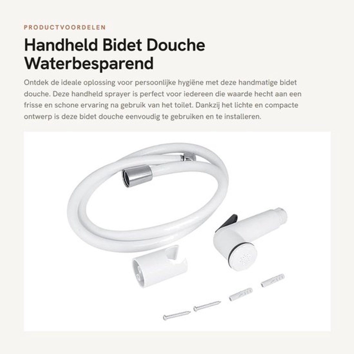 Bidet Handdouche Set - Handdouche met Slang - Wandbeugel - Lichtgewicht - Ergonomisch - Wa