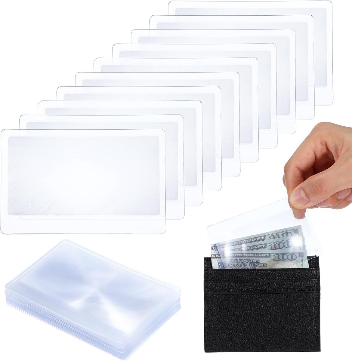 SnelShoppen - 20Pcs Fresnel Lens Magnifier 3X Pocket Wallet Size Loupe - Vergrootglas voor Lezen, Juweel Inspectie, Hobby en Vuurstarter - Handig en C