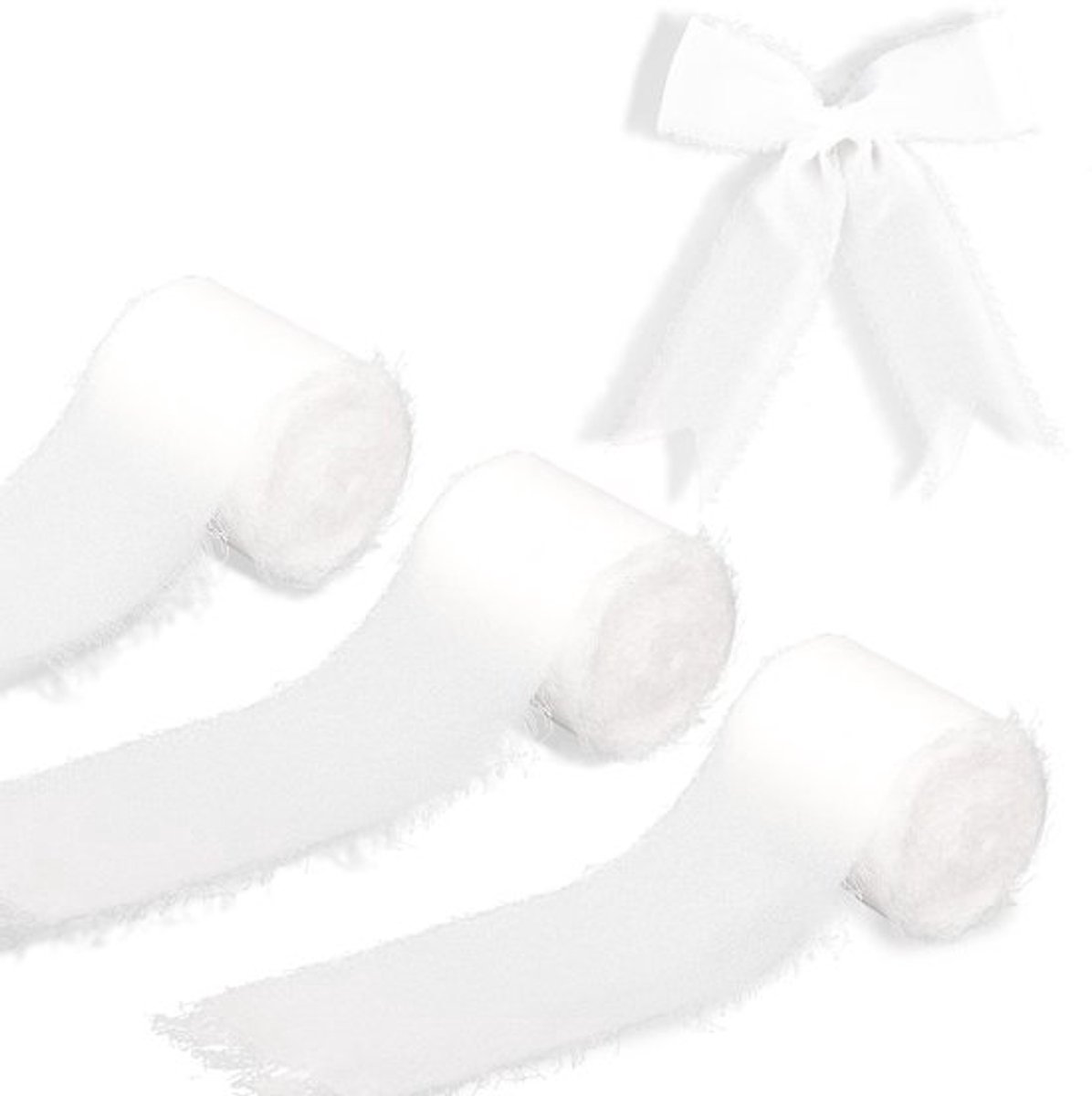 Chiffonlint 3 Rollen - 3,8 cm x 5 m - Handgemaakt - Decoratielint - Fotografie Achtergrond - Zachte Textuur