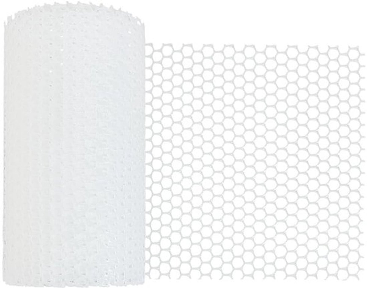 5m x 20.4cm Witte Plastic Kippengaas Hekwerk - Pluimvee Schermen Met Kabelbinder