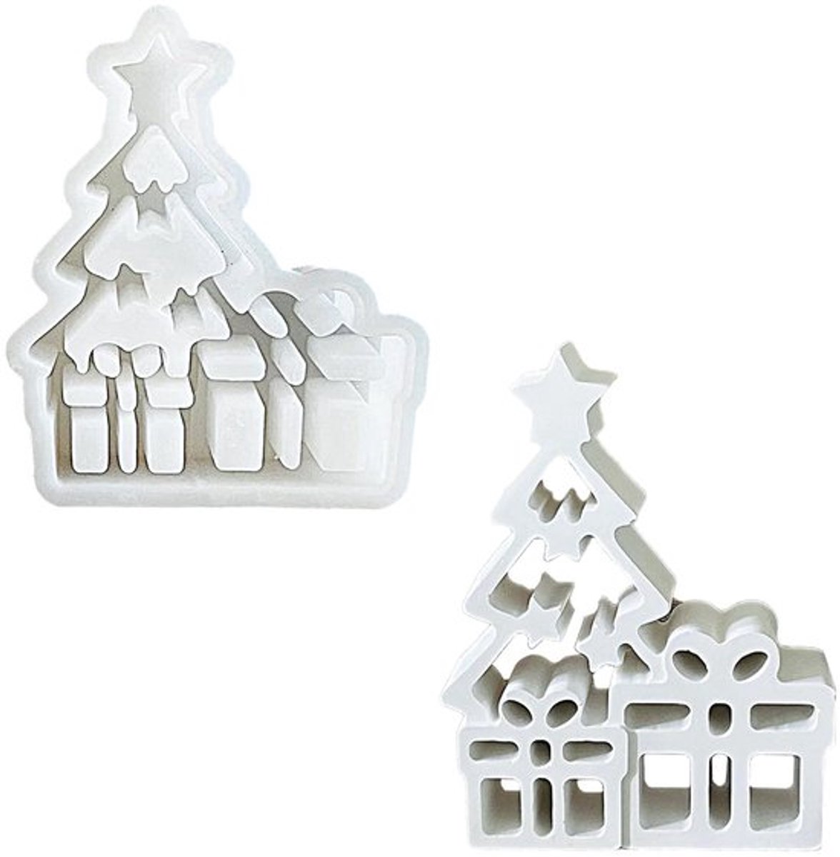 Siliconen Vormen Uniek Kerstboomdesign - Gietvormen - Epoxyharsvormen - Kaarsenhouder - Doe-het-zelf - Antiaanbaklaag - 13 x 11 x 2 cm - Gietvorm
