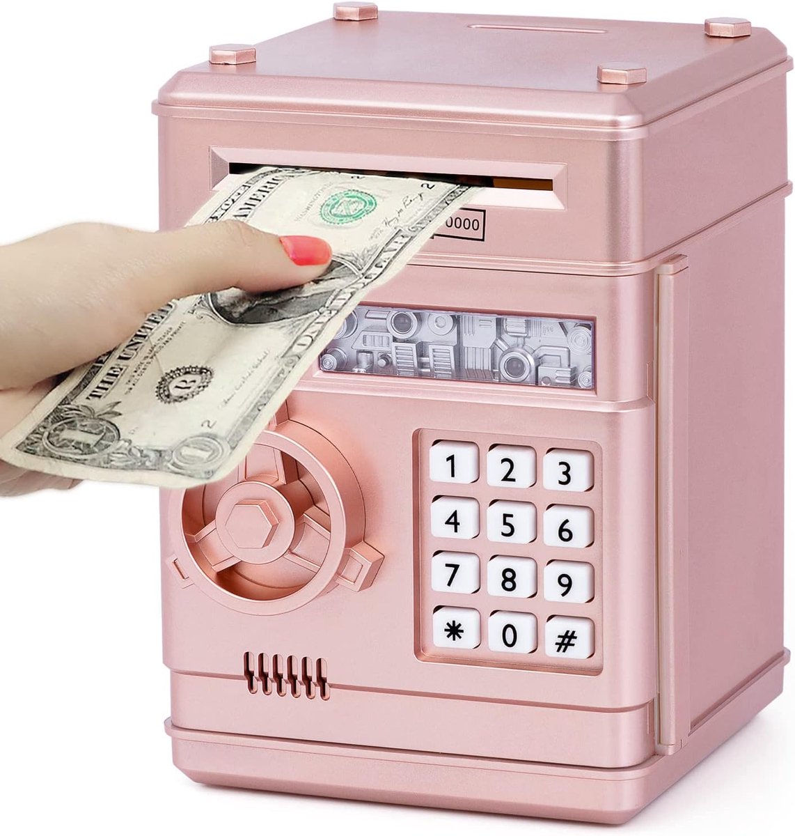 Thedttoy Spaarpot voor kinderen, speelgoed spaarpot met elektronisch slot, automatisch rollend papier, pinautomaat - ShopVlot