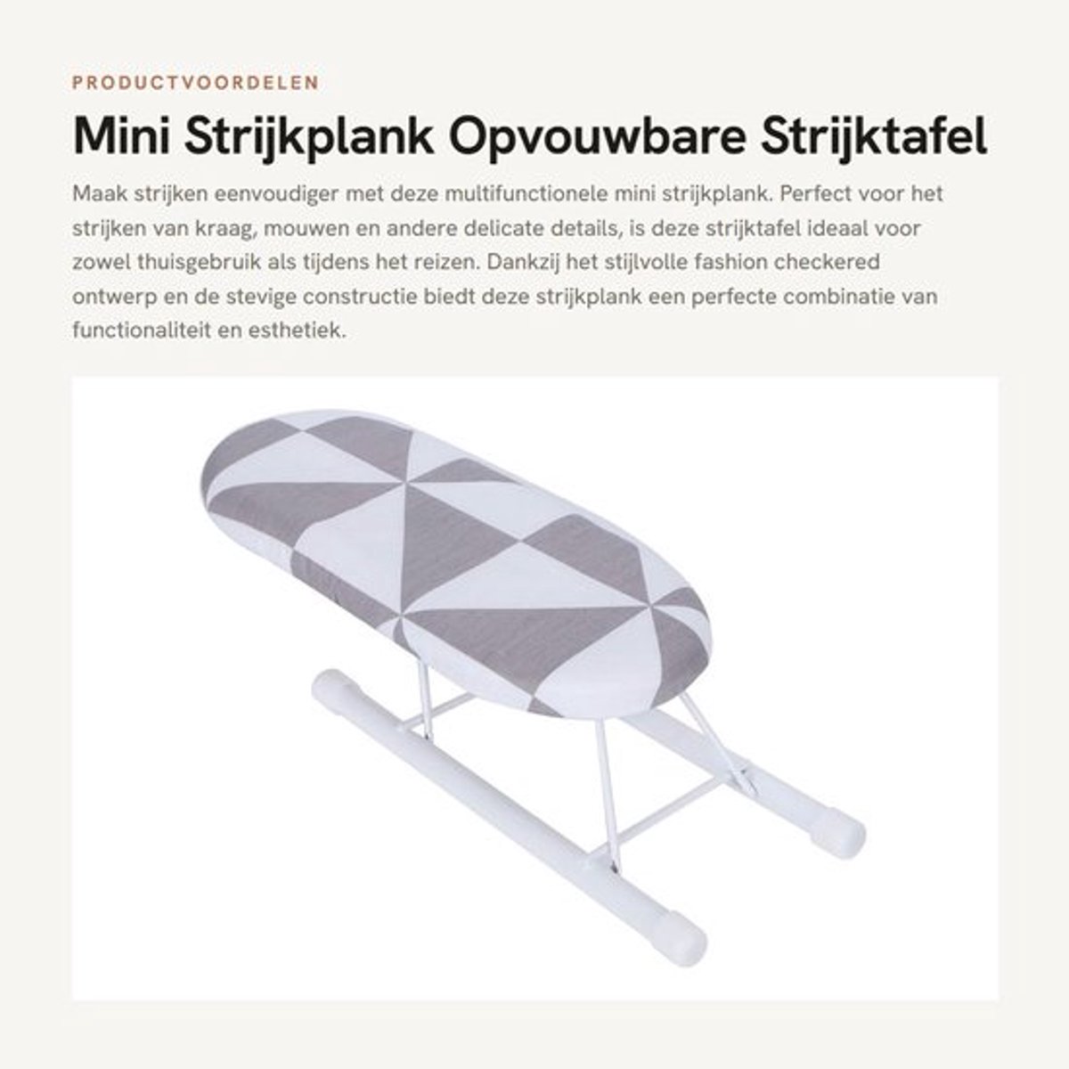 Strijkplank Opvouwbaar - Mini Strijkplank - Antislip Voetafdekking - Afneembare Bekleding - Voor Mouwen/Kragen - Stabiele Ondersteuning - Mini Strijktafel