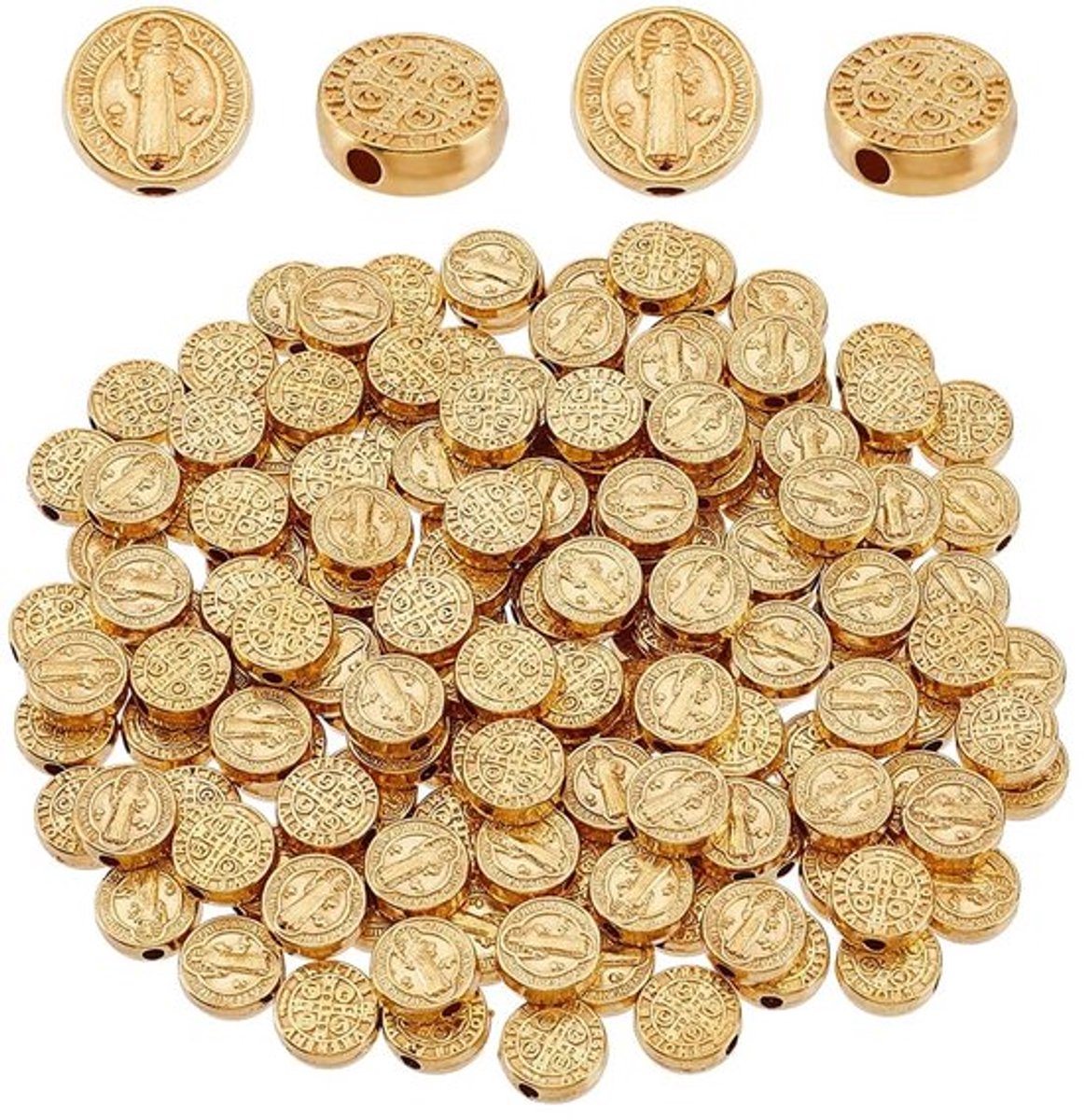 Kralen 150 Stuks - Platte Ronde Kralen - Dubbelzijdige Spacer Kralen - Metalen Kralen - DIY Sieraden Maken - Gouden Afwerking
