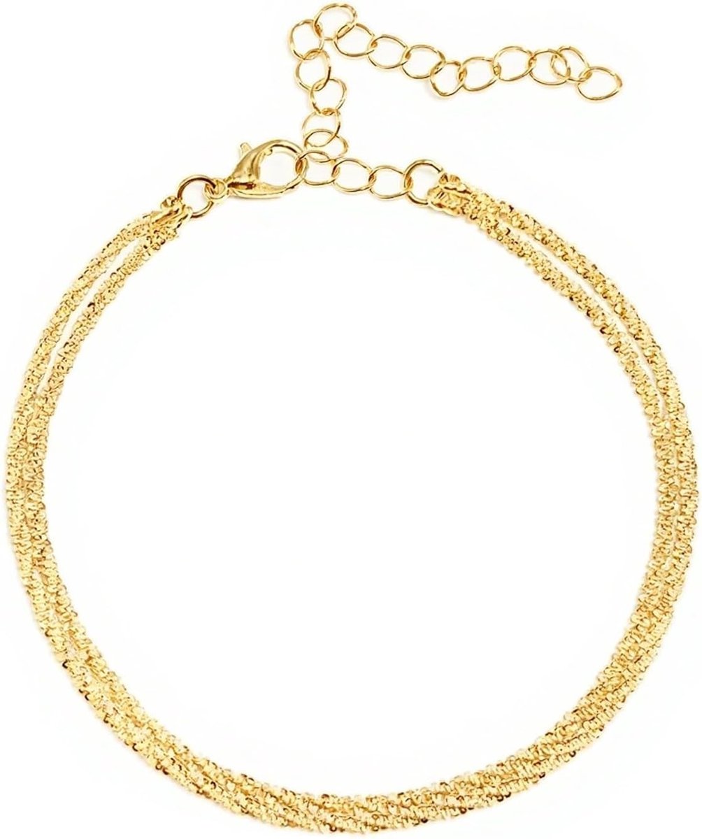 Elegante S925 Zilveren Enkelsieraden voor Dames, Waterdichte Dubbele Laag Anklet Set, Perfect als Sieraad Cadeau