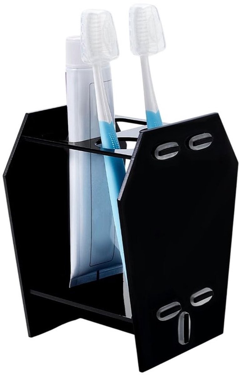 Tandenborstelhouder Zwart Acryl - 3 Slots - Badkamer Accessoires - Decoratieve Organizer - 120 mm Breed - 152,5 mm Hoog - Badkameraccessoire