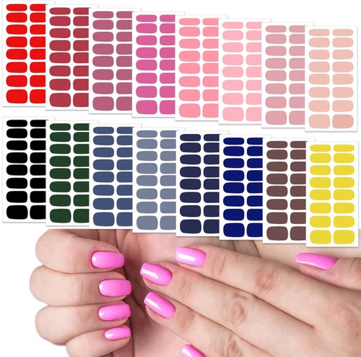 Nail Art Stickers 256 Stuks - Zelfklevende Nagelstickers - Kleurige Nagelstickers - Decoraties voor Manicure - Geschikt voor Vingernagels/Teennagels - 16 Velletjes