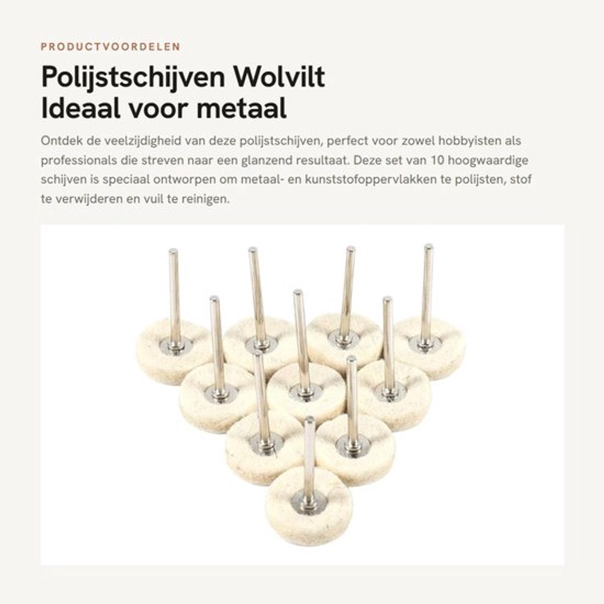 Polijstschijf Set 10 Stuks - Gemonteerde Wol - Zachte Fijne Vilt - Voor Boormachine - 25 mm - Voor Rotatietool - Polijstborstel