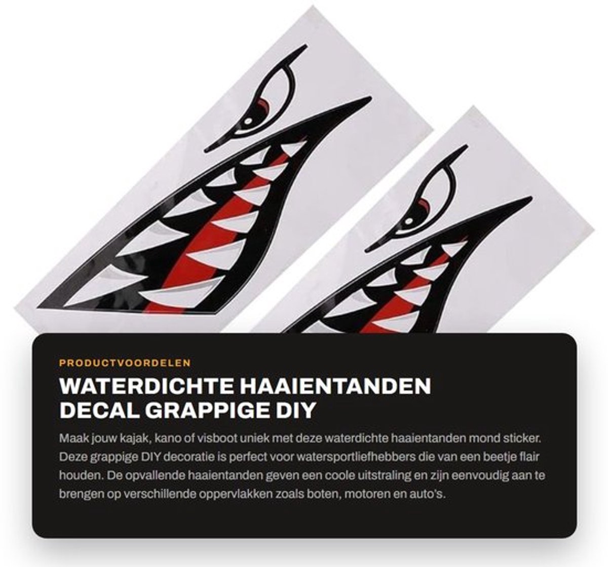 Haaientanden Sticker - Waterdichte Decal - Grappige DIY Decoratie - Geschikt voor Kajak/Canoe/Visboot - Premium PVC - Eenvoudig aan te brengen - Bootstickers