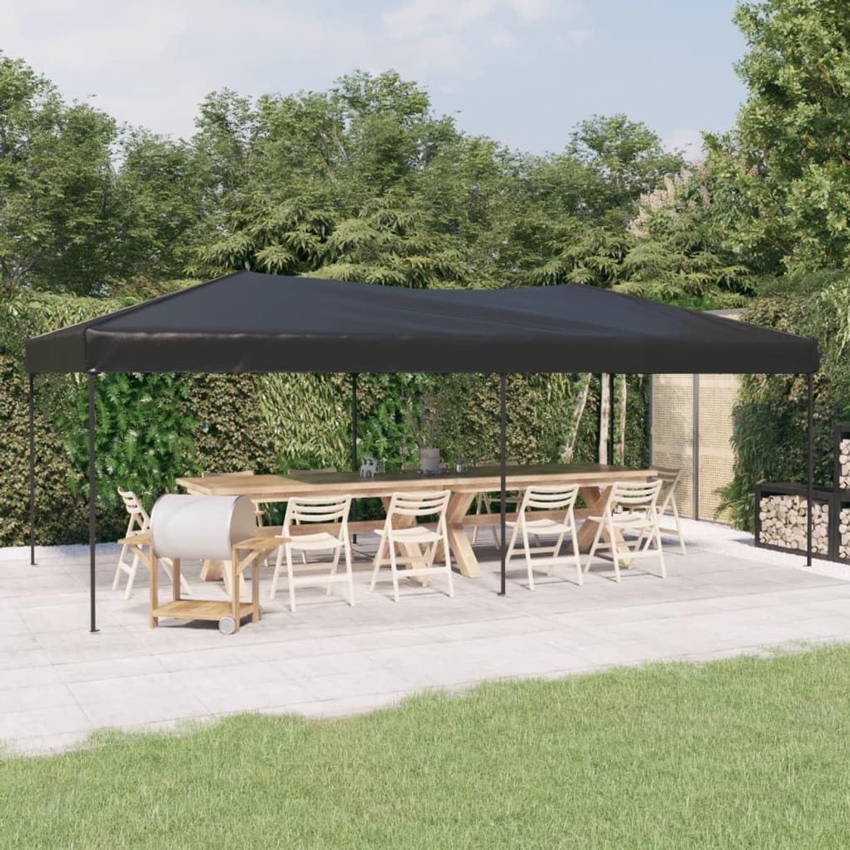 Opvouwbare Partytent - Tuinpaviljoen Waterdicht - Feesten en Bijeenkomsten - UV- en Waterafstotend - 3 x 6 Meter - Antraciet