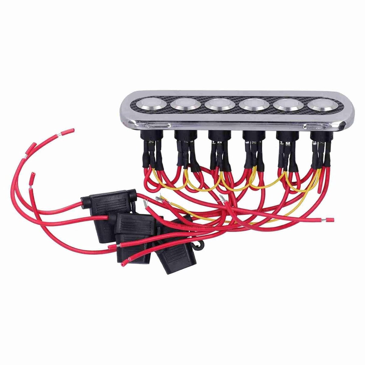 Schakelpaneel Koolstofvezel - Paneel Schakelaar - Voertuig Elektronica - IP66 Waterdicht - 4.7 x 2.8 inch - Zwart