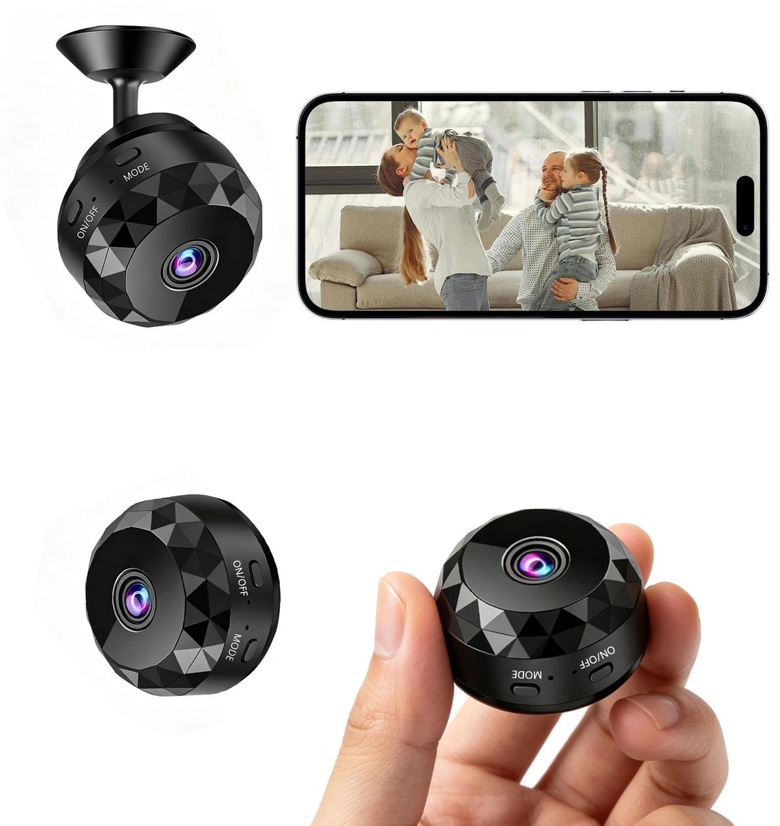 SnelShoppen - Wifi Binnencamera HD 1080p - Verborgen Draadloze Beveiligingscamera - Ideaal voor Thuis, Kantoor, Kinderen en Huisdieren - Compact en Di